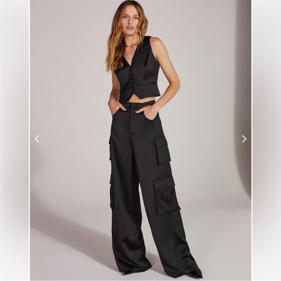 Favorite Daughter black satin cargo pant - Picture 2 of 16